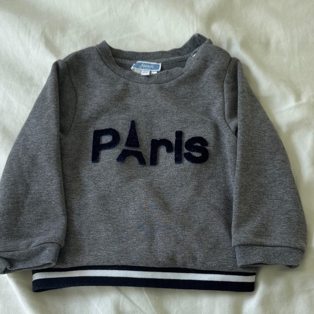 Jacadi Chic Gray Kids Sweatshirt with Paris Motif
